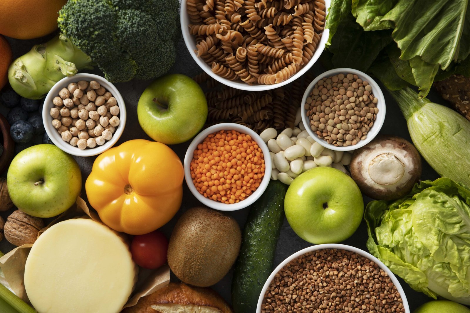 frutas, verduras, alimentos saludables, nutrición