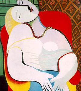 Pablo Picasso Le Rêve pintando a obra-prima do museu de arte