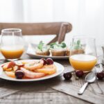 mesa de restaurante de suco de laranja