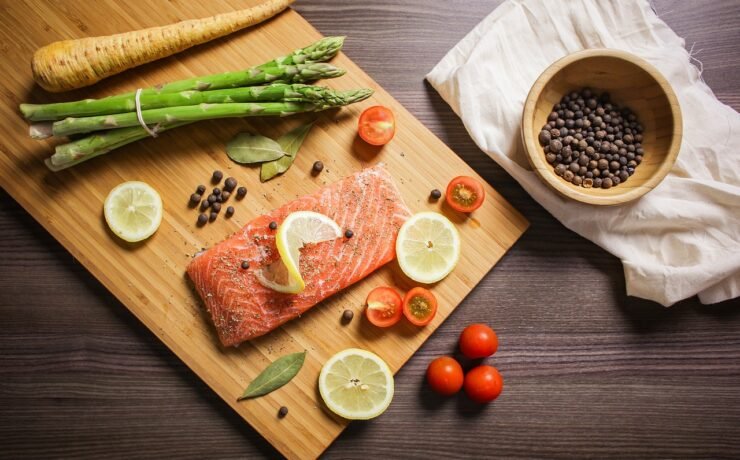 salmão, bem estar, cozinha, aspargos, pimenta