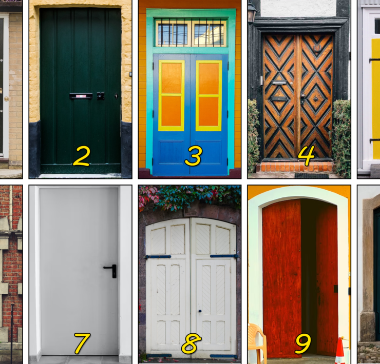 Photo montage with 10 doors in different styles