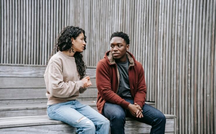 couple arguing outside the house