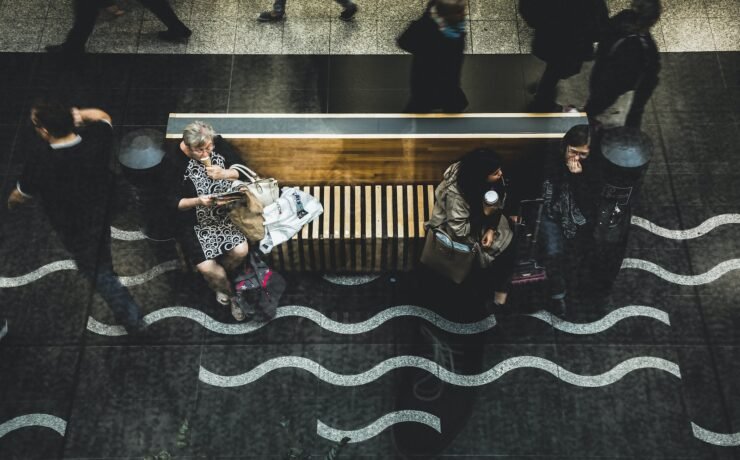 people sitting on a bench