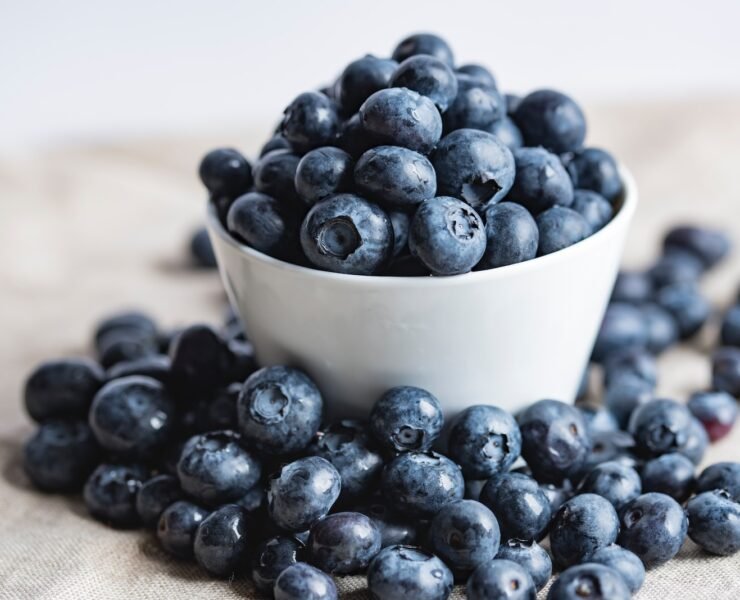 blueberries, Mirtilos em um recipiente de cerâmica branca