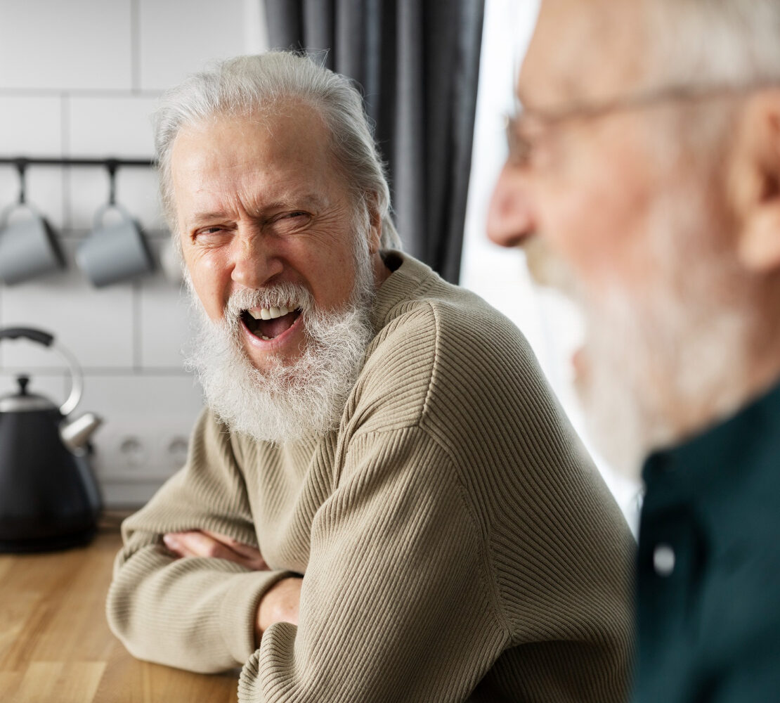 old people laughing friends