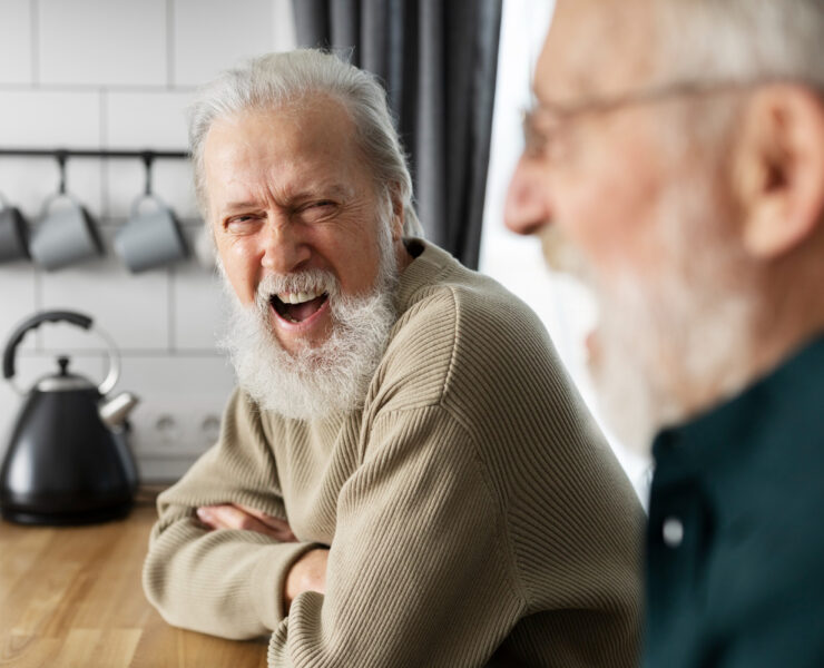 old people laughing friends