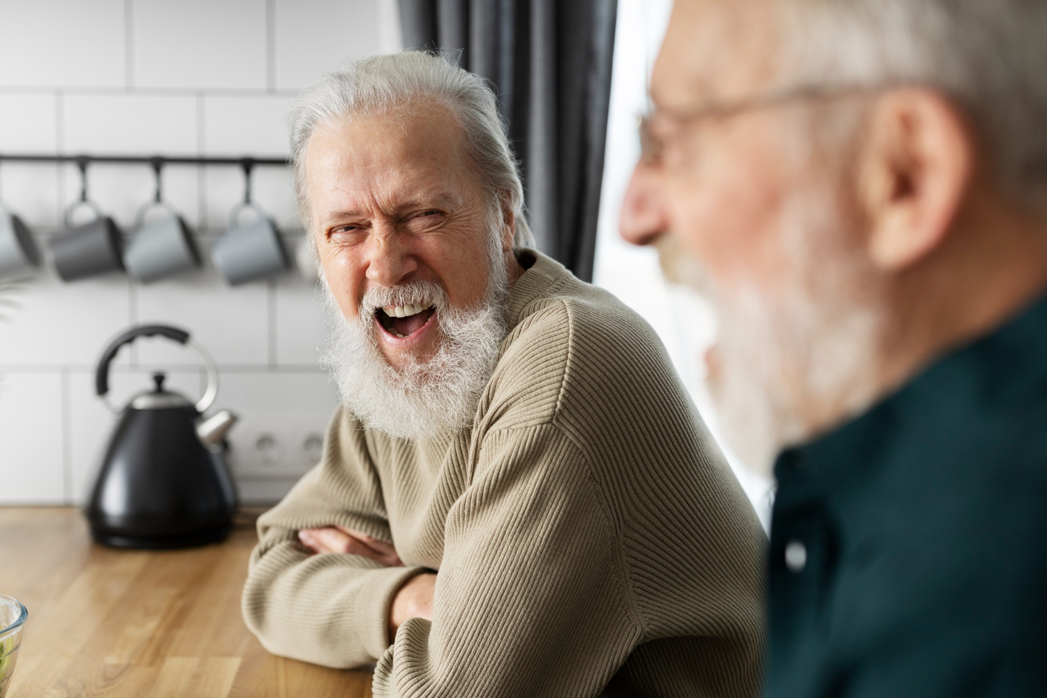 old people laughing friends