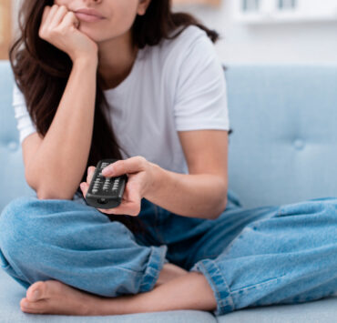 girl watching tv