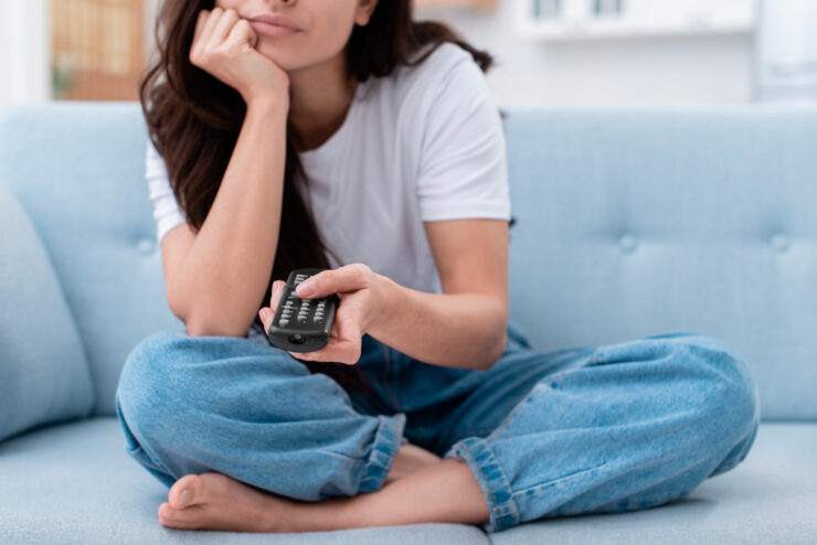 girl watching tv