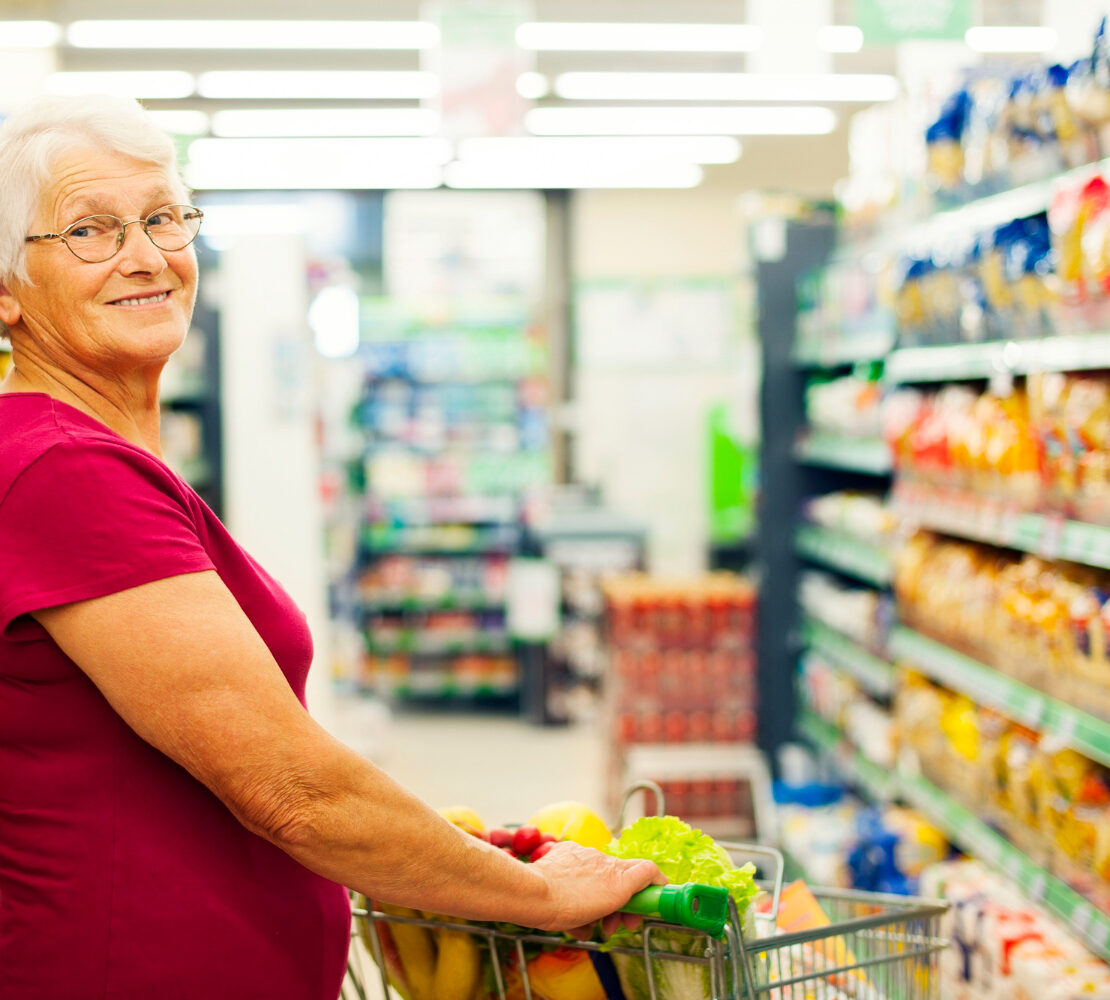 retired woman at the supermarket