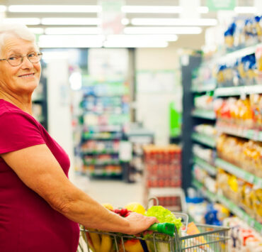 retired woman at the supermarket