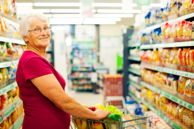 retired woman at the supermarket