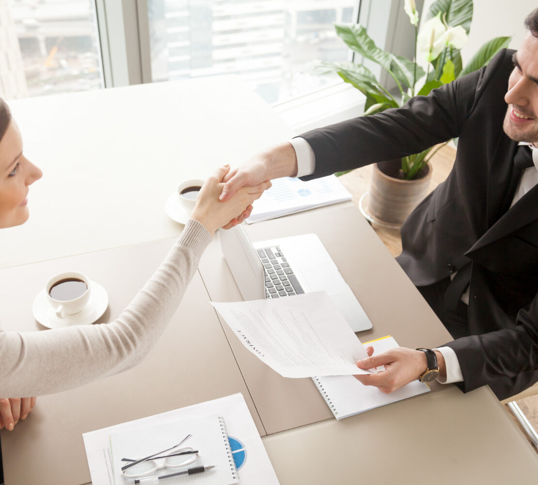 shaking hands office