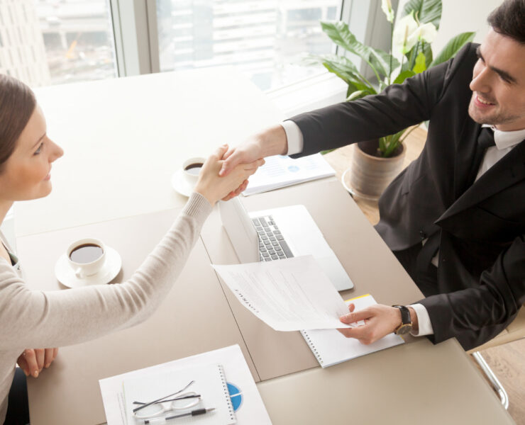 shaking hands office