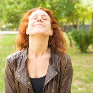 woman breathing