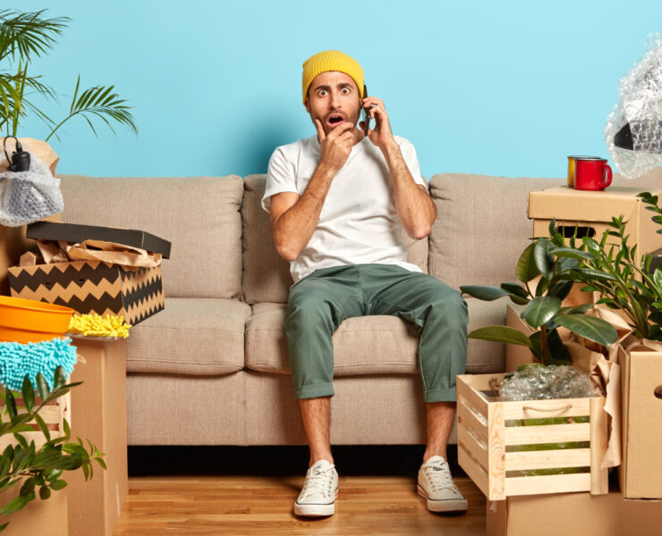 clutter house man guy sofa