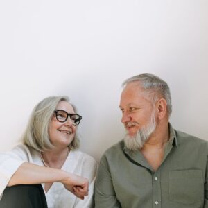 old couple looking at each other