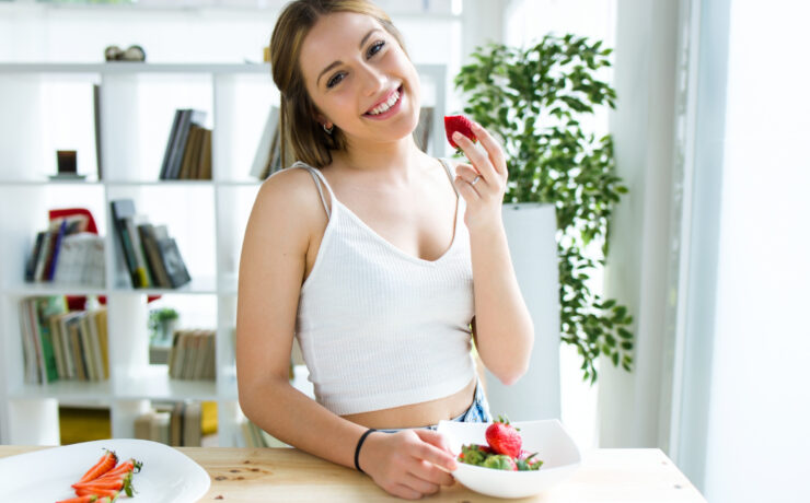 young woman eating healthy