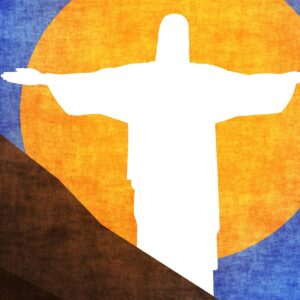 Cristo Redentor desenhado com a lua atrás