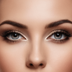 olhos verdes em um close de um rosto feminino