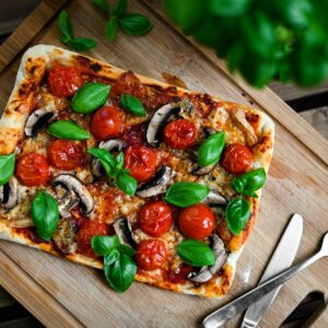 pizza com manjericão