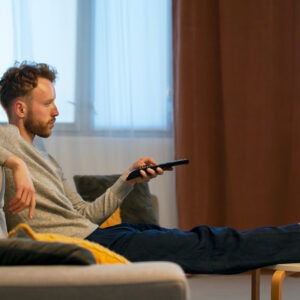 Man couch television sitted