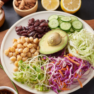 salada de feijão e abacate