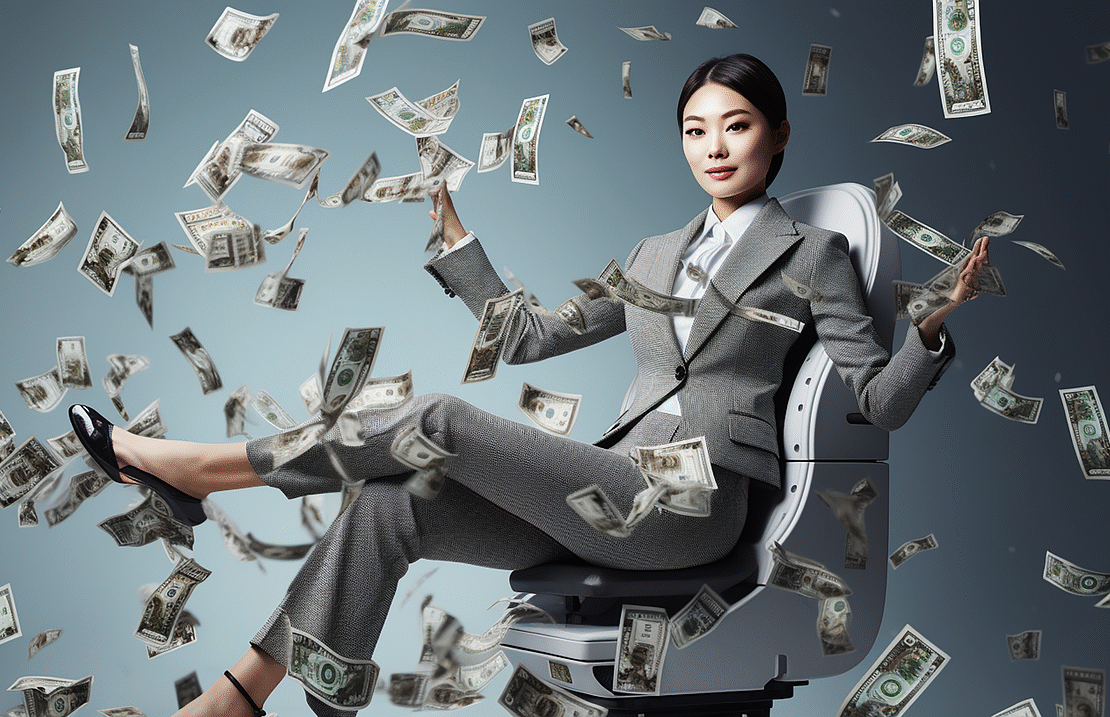 ai generated, woman, wealth, jackpot, rich, lottery winner, money