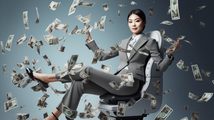 ai generated, woman, wealth, jackpot, rich, lottery winner, money