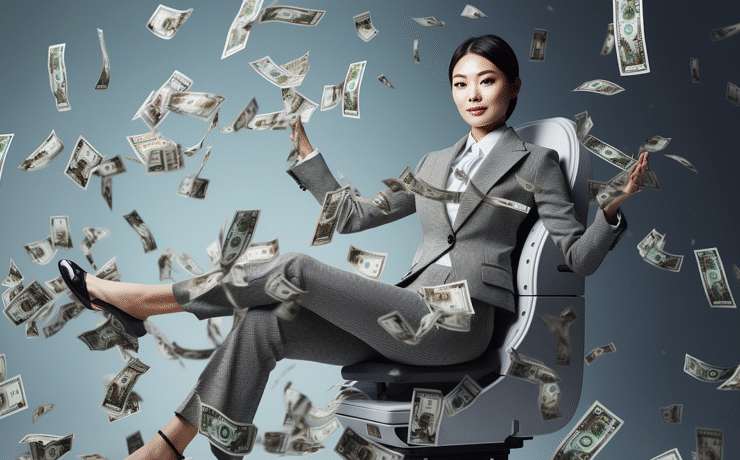 ai generated, woman, wealth, jackpot, rich, lottery winner, money