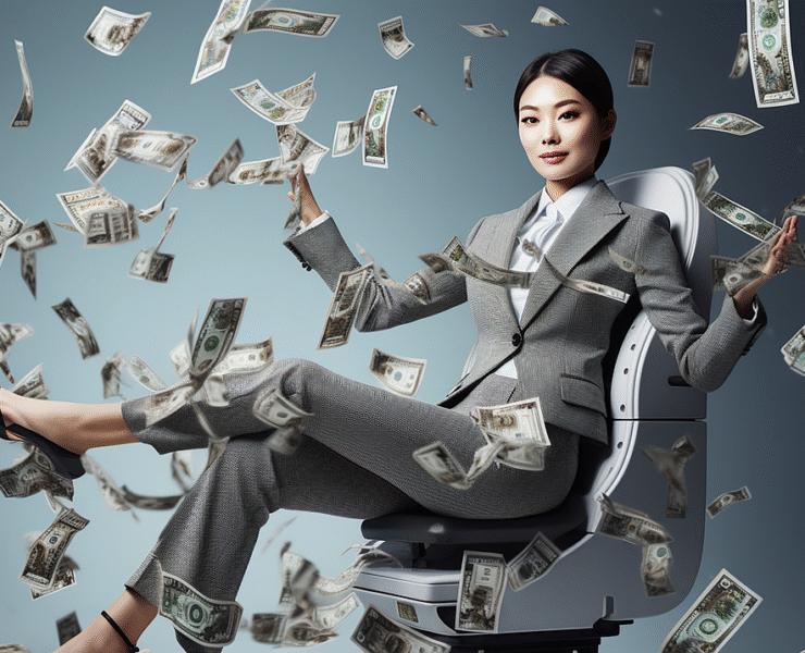 ai generated, woman, wealth, jackpot, rich, lottery winner, money