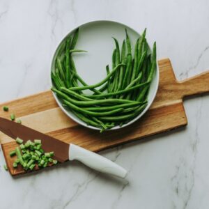 Água gelada e legumes
